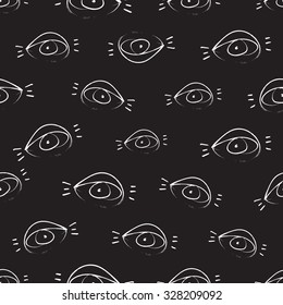Vector seamless pattern design with hand drawn sketchy open eyes