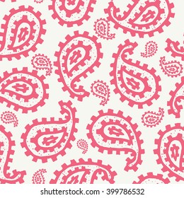 Vector seamless pattern design with hand drawn paisley motifs, repeating surface pattern for all web and print purposes.