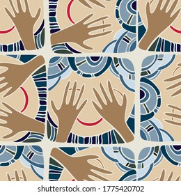 Vector seamless pattern design icon of a person hiding their face and smiling.