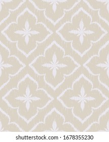 Vector seamless pattern design with ikat ornaments, repeat background for web and print