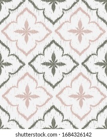 Vector seamless pattern design with ikat ornaments, repeat background for web and print