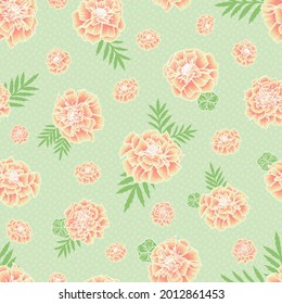 Vector seamless pattern design with marigold for fabric, scrapbooking and wallpaper projects. Designed by Daania at deeyana83*yahoo.com