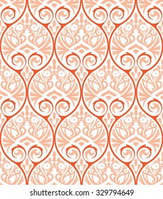 Vector seamless pattern design with ornamental geometric grid in an elegant color palette, abstract classical repeating background for all web and print use