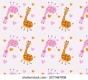 vector seamless pattern design with a pair of giraffe patterns