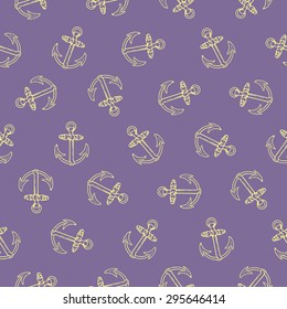 Vector seamless pattern design with rotated anchors, marine concept, perfect for surface prints, wallpapers, wrapping papers, web, textiles etc.