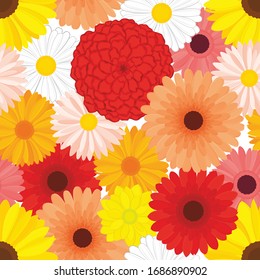 El vector es un patrón sin fisuras de detalles, realistas, frescos, de diferentes capuchas de flores, en color. Collage de flores.