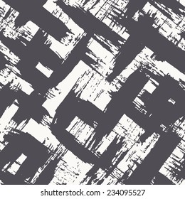 Vector seamless pattern with diagonal careless strokes. Abstract background made using of brush smears. Monochrome hand drawn texture