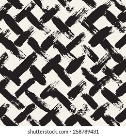 Vector seamless pattern with diagonal careless strokes. Abstract background made using of brush smears. Monochrome hand drawn texture. Modern graphic design.