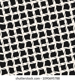 Vector seamless pattern with diagonal grid, cross lines, ropes. Abstract black and white geometric texture of mesh, net, fabric, cloth, lattice. Monochrome repeat background. Decorative design element