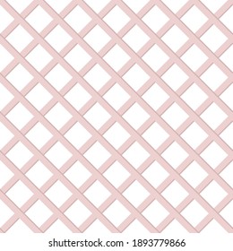 Vector seamless pattern with diagonal grid in pastel colors on white background. Soft and trendy texture for fabrics, paper and other surfaces.