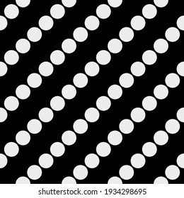 Vector seamless pattern with diagonal halftone circle lines. Repeating minimalistic geometric texture. Abstract monochrome background design.