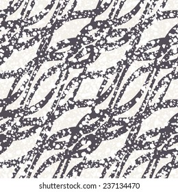Vector seamless pattern. Diagonal wavy stripes. Stylish background with chaotic speckled covering