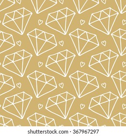 Vector seamless pattern. diamond in doodle style. Hand drawing.