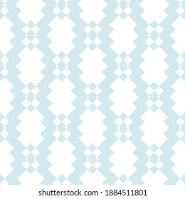 Vector seamless pattern with diamond grid, net, mesh, lattice, rhombuses. Subtle light blue and white geometric texture. Simple abstract background. Repeat design for decor, print, wallpaper, fabric
