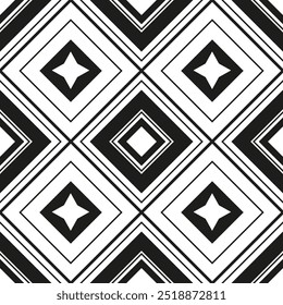 Vector seamless pattern with diamond shape linear graphic elements Contemporary minimal geometric texture. Abstract background in black and white color for stylish home decor, sport street active wear