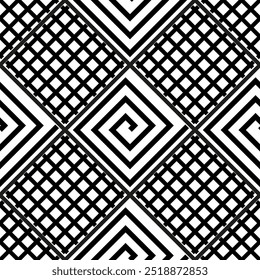 Vector seamless pattern with diamond shape linear graphic elements Contemporary minimal geometric texture. Abstract background in black and white color for stylish home decor, sport street active wear
