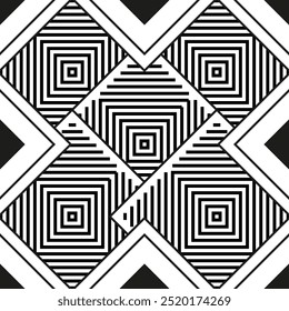 Vector seamless pattern with diamond shape linear graphic elements Contemporary minimal geometric texture. Abstract background in black and white color for stylish home decor, sport street active wear