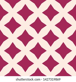 Vector seamless pattern with diamond shapes, stars, rhombuses. Simple geometric background. Abstract burgundy and beige colored texture, repeat tiles. Elegant vintage ornament. Retro luxury design