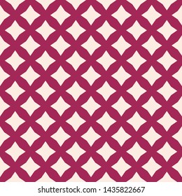 Vector seamless pattern with diamond shapes, stars, rhombuses, grid, mesh. Simple geometric background. Abstract burgundy and beige texture, repeat tiles. Elegant vintage ornament. Retro luxury design