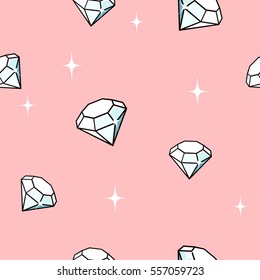 Vector seamless pattern with diamonds. Fashion background with crystal