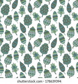 Vector seamless pattern with different abstract floral elements