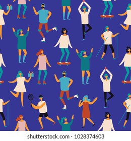 Vector seamless pattern  of different activities people
