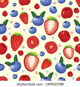 vector seamless pattern of different berries