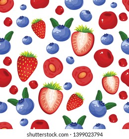 vector seamless pattern of different berries