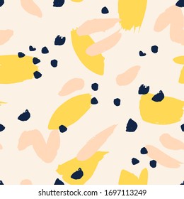 Vector seamless pattern with different Brush Strokes. Abstract texture with hand Painted elements. Modern artistic background.