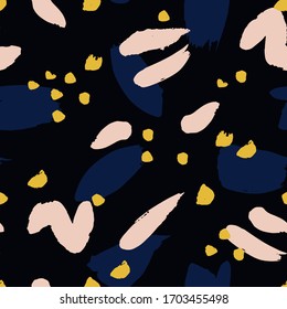 Vector seamless pattern with different Brush Strokes. Abstract texture with hand Painted elements. Modern artistic background.