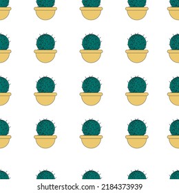 Vector seamless pattern with different cactus