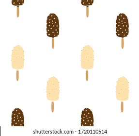 Vector seamless pattern of Different color Hand drawn doodle sketch eskimo ice cream isolated on white background
