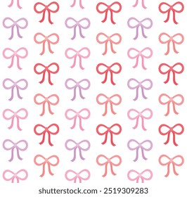 Vector seamless pattern of different color flat bowtie isolated on white background