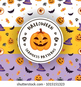 Vector seamless pattern with different colors for Halloween. Halloween patterns can be used for scrapbook, paper, textile print, cover. 