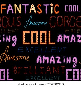 vector seamless pattern with different compliments on black background