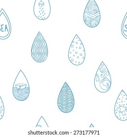 Vector seamless pattern with different drops