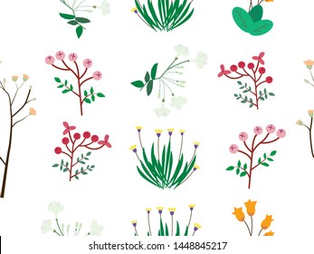 Vector seamless pattern with different flower.