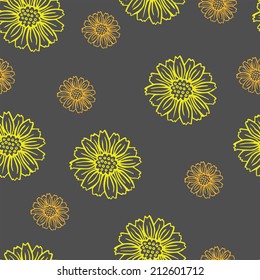 Vector seamless pattern with different flowers 