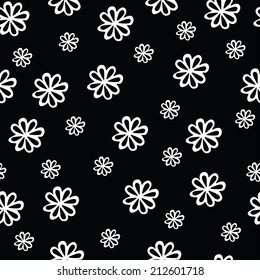 Vector seamless pattern with different flowers 