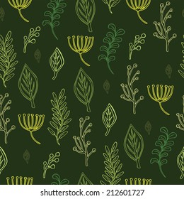 Vector seamless pattern with different flowers 