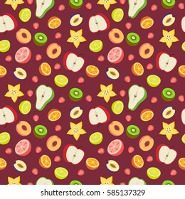 Vector seamless pattern with different fruits