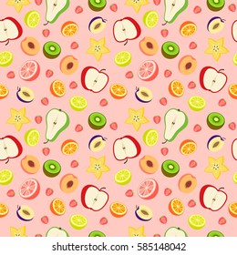 Vector seamless pattern with different fruits