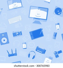 Vector seamless pattern with different gadgets for print or web design