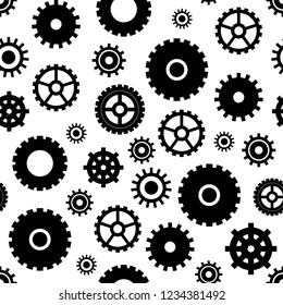 Vector seamless pattern with different gears. Gears background.  