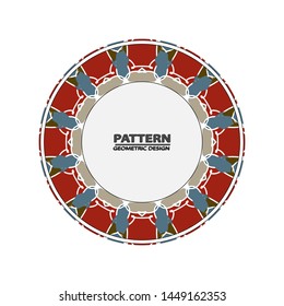 Vector seamless pattern with different geometrical shapes of multiple colors. Illustration with symmetrical design. Kaleidoscope backdrop. Modern banner design template.