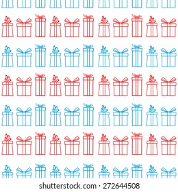 Vector seamless pattern different gift box.