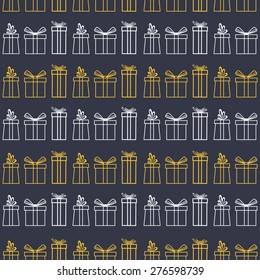 Vector seamless pattern different gift box.