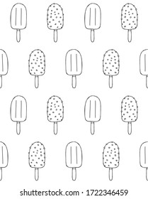 Vector seamless pattern of different hand drawn doodle sketch eskimo pie ice cream isolated on white background