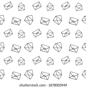 Vector seamless pattern of different hand drawn doodle sketch letter envelope isolated on white background