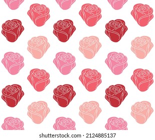 Vector seamless pattern of different hand drawn doodle sketch rose flower isolated on white background